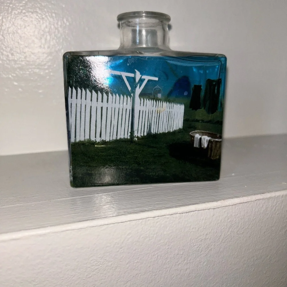 Yankee Candle Clean Cotton Glass with Blue and Gold Butterfly